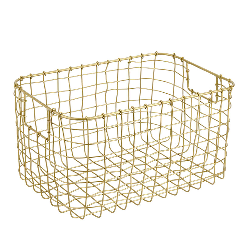 収納 ワイヤーバスケット 収納バスケット 真鍮風 インテリア雑貨