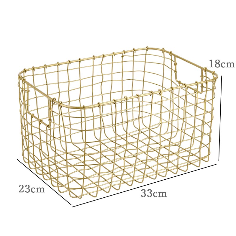 収納 ワイヤーバスケット 収納バスケット 真鍮風 インテリア雑貨