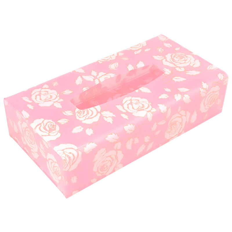 ティッシュケース おしゃれ アクリル ボックス ティッシュケース 花柄 スウィートローズ ピンク ベージュ｜yasunaga｜02