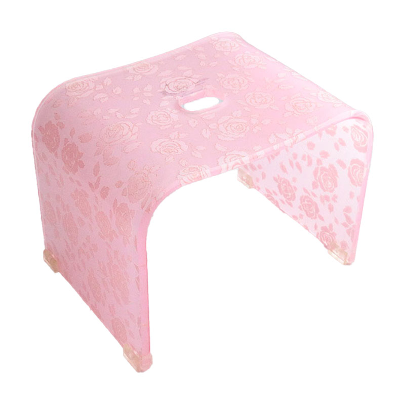 バスチェア アクリル Sサイズ 風呂椅子 25cm おしゃれ 花柄 薔薇柄 ピンク ベージュ スウィートローズ｜yasunaga｜02