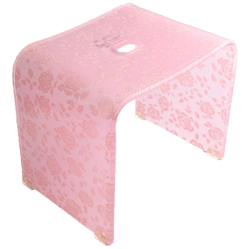 バスチェア アクリル Lサイズ 風呂椅子 30cm おしゃれ 花柄 薔薇柄 ピンク ベージュ スウィートローズ｜yasunaga｜02