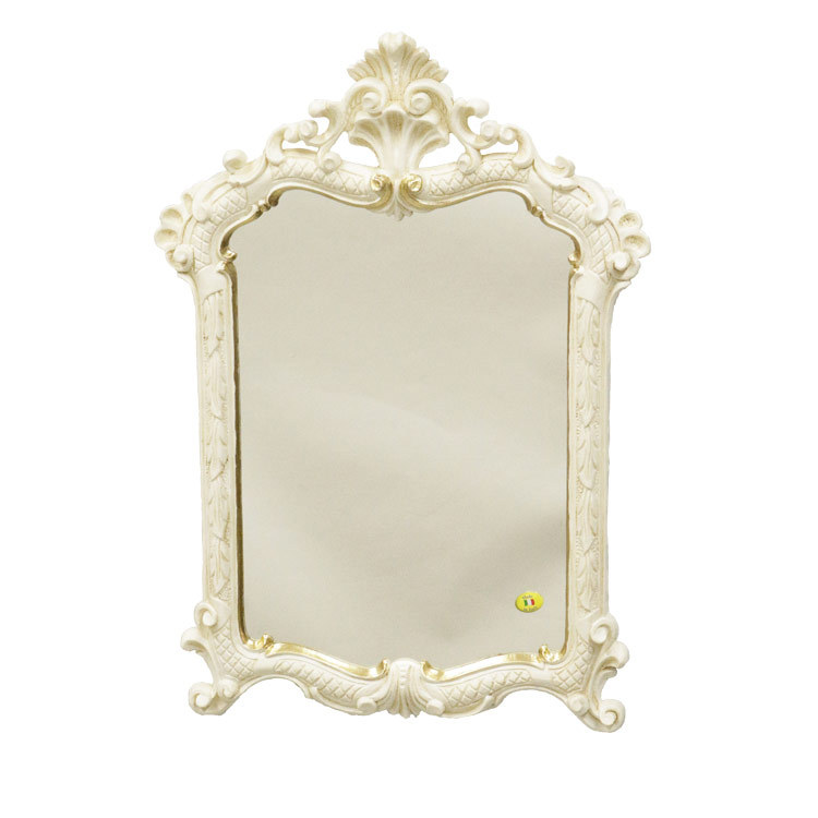 壁掛け鏡 おしゃれ ウォールミラー 姿見 掛け鏡 ロココ調 姫系 ゴールド ホワイト イタリア製