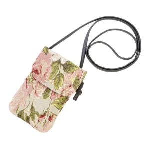スマホショルダー バッグ スマホポーチ ゴブラン バッグ 携帯ケース 花柄 バラ柄 可愛い