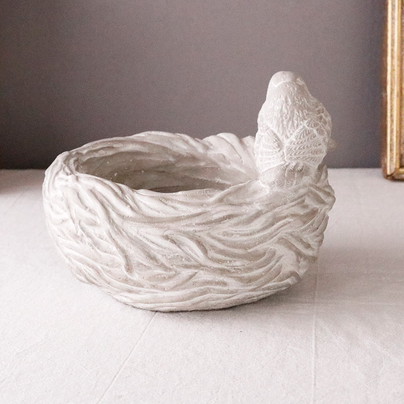 プランター 鳥の巣 穴有（キャップ付き） セメント 植木鉢 鉢