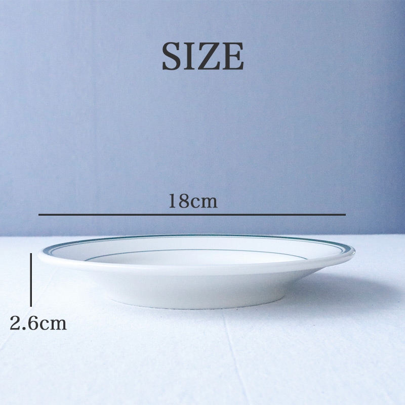 タクストン プレート 18cm 業務用 強化磁器 洋食器 グリーンバンド 丸