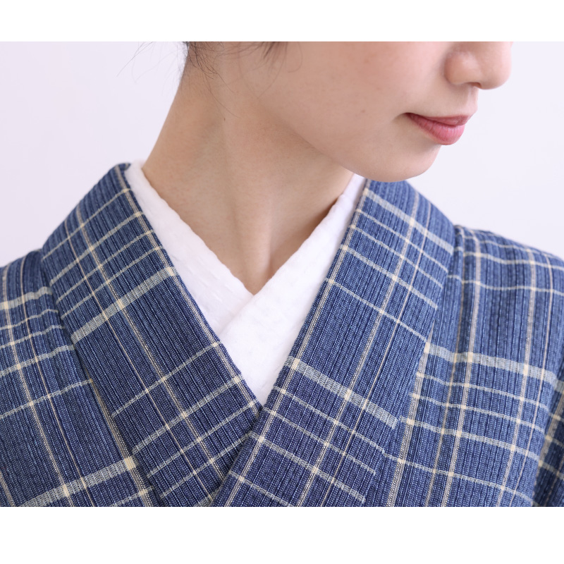 洗える着物 阿波しじら 薄花色にクリーム変わり...の詳細画像4