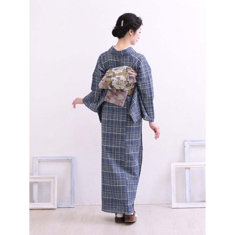 洗える着物 阿波しじら 薄花色にクリーム変わり...の詳細画像5
