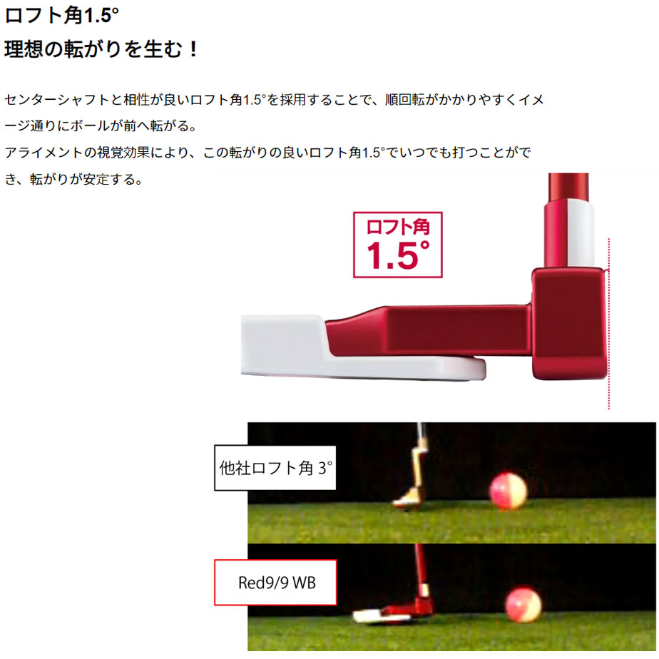 kasco パター キャスコ Red9/9 ホワイトバック WB-012 ワイド kasco パター キャスコ Red9/9 ホワイトバック WB-012 ワイド