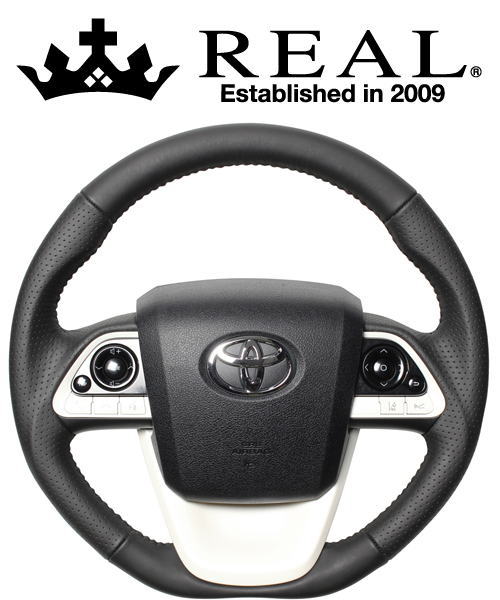 REAL STEERING オリジナルシリーズ トヨタ MIRAI ミライ JPD10用 オールレザー ブラックステッチ 50-LPB-BK | REAL（車）