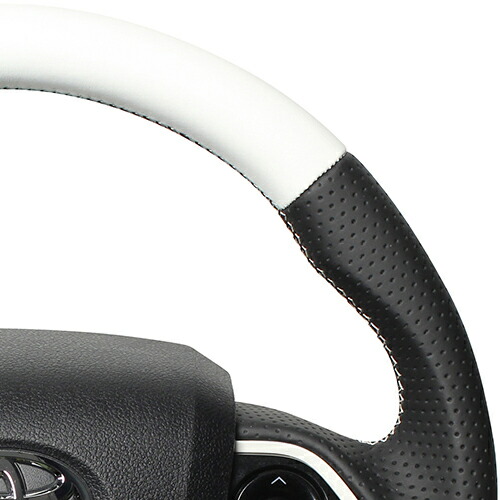 REAL STEERING プレミアムシリーズ トヨタ MIRAI ミライ JPD10用 ホワイト＆ブラックナッパオールレザー 50P-LPB-WH | REAL（車） | 03