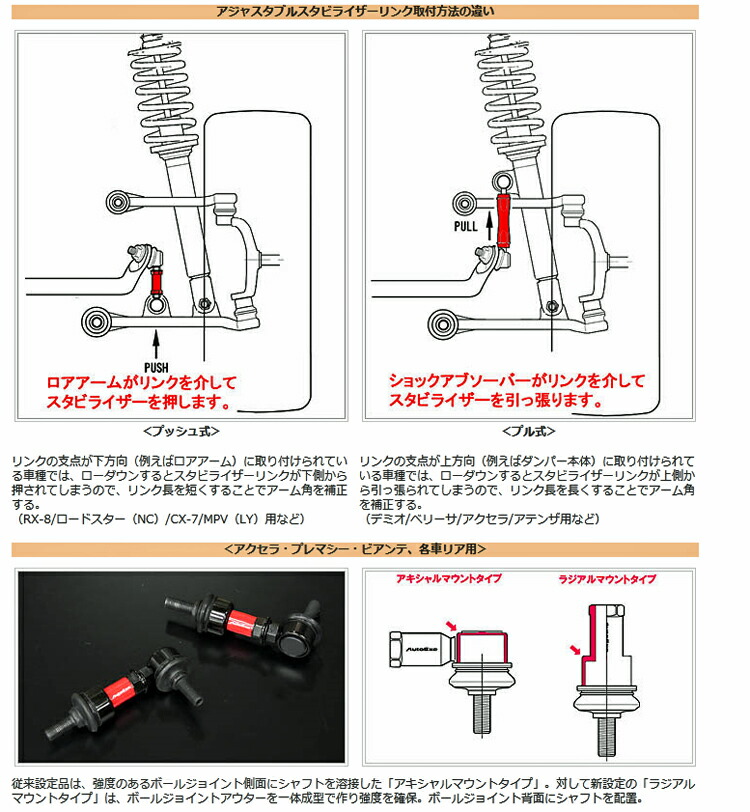 オートエクゼ AUTOEXE ADJUSTABLE STABILIZER LINK マツダ