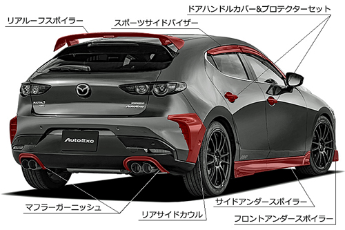オートエクゼ AUTOEXE リアサイドカウル マツダ MAZDA3 ファストバック