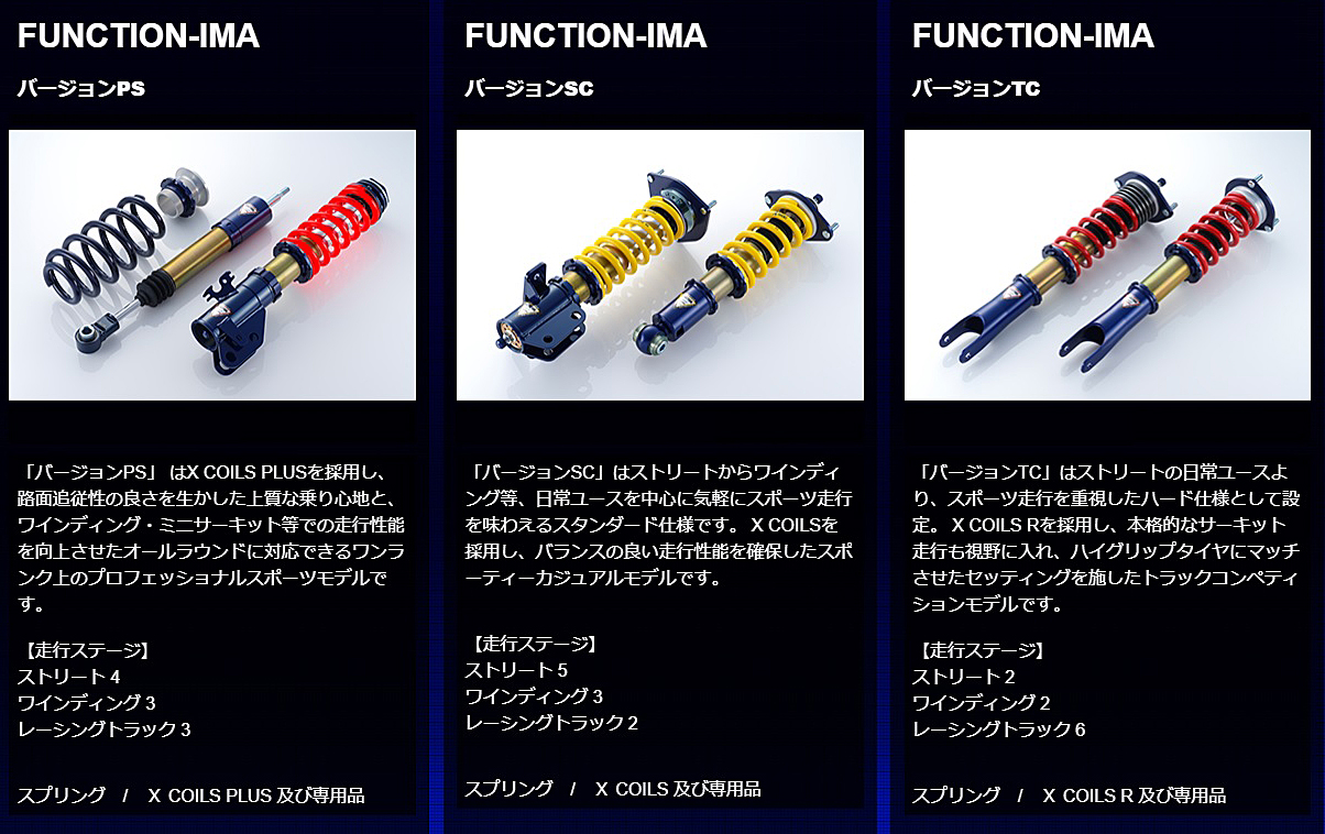 エンドレス ファンクション IMA SC トヨタ ヴィッツ NCP131用 スプリング：X COILS 前後アッパーマウントレス 商品コード