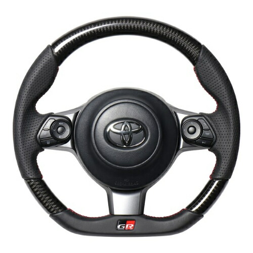 REAL STEERING オリジナルシリーズ エンブレムタイプ スバル BRZ 後期 ZC6用 ブラックカーボン レッド×ブラックユーロステッチ GRM-BKC-RD | REAL（車） | 01