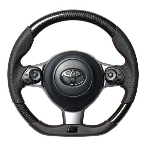 REAL STEERING オリジナルシリーズ エンブレムタイプ スバル BRZ 後期 ZC6用 ブラックカーボン レッド×ブラックユーロステッチ GRM-BKC-RD | REAL（車） | 02