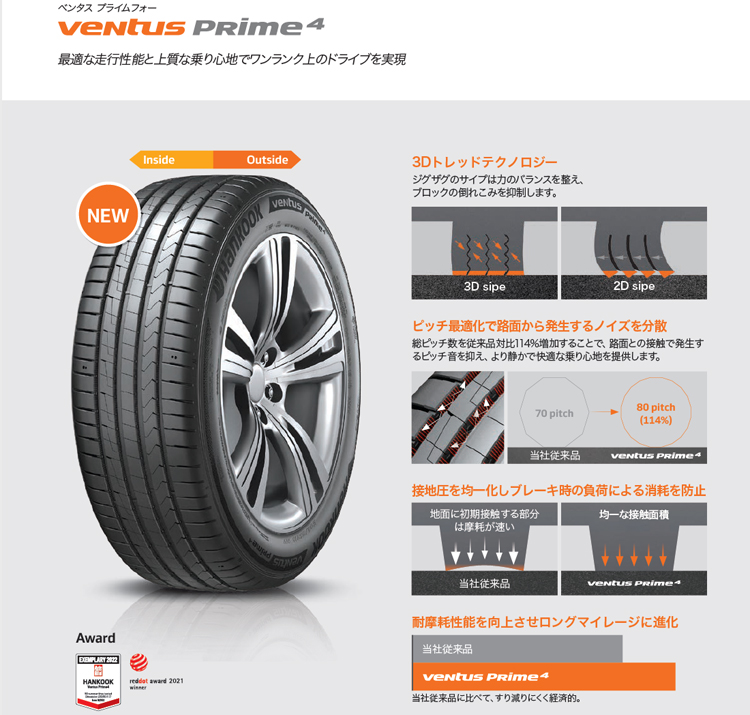 4本セット 185/55R16 83H HANKOOK VENTUS Prime4 K135 ハンコック