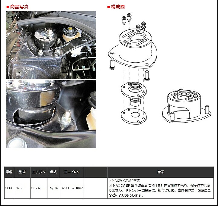 HKS ハイパーマックス IV GT/SP対応ピロボールアッパーマウント ホンダ