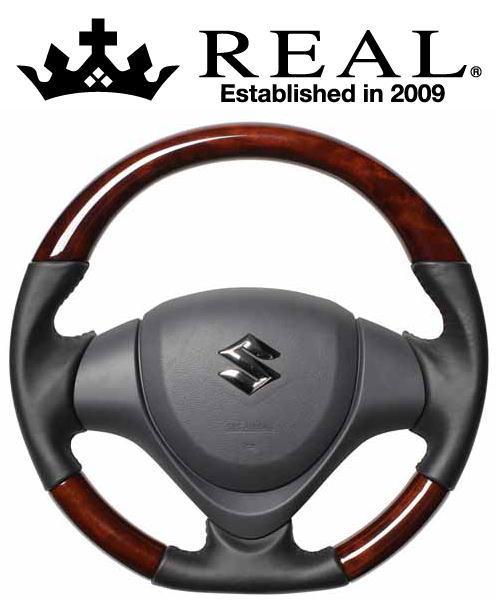 REAL STEERING オリジナルシリーズ スズキ スペーシアカスタム MK32S/MK42S用 ブラウンウッド MR31-BRW-BK | REAL（車）