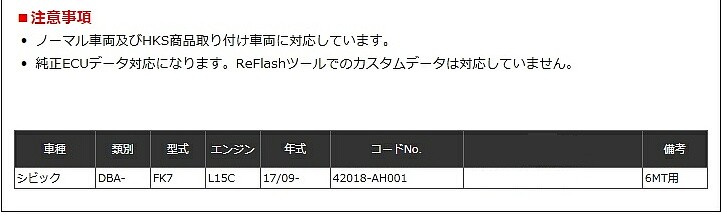 HKS パワーエディター ホンダ シビック 6MT FK7用 42018-AH001