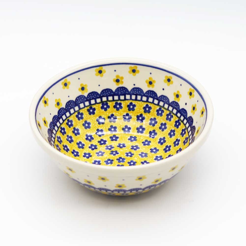 ポーリッシュポタリー⭐︎ツェラミカイエローにブルーの花柄ボウル2個セット⭐︎17cm 正規取扱店】ポーリッシュポタリー ツェラミカ シリアルボウル 240-058
