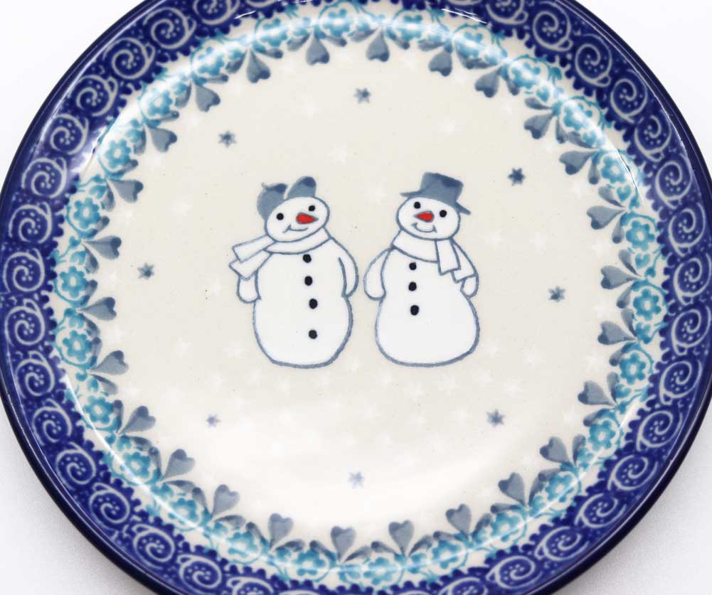 新品　ポーリッシュポタリー　ツェラミカ　丸皿　コップ　雪だるま Ceramika Artystyzna 【正規取扱店】ポーリッシュポタリー ツェラミカ