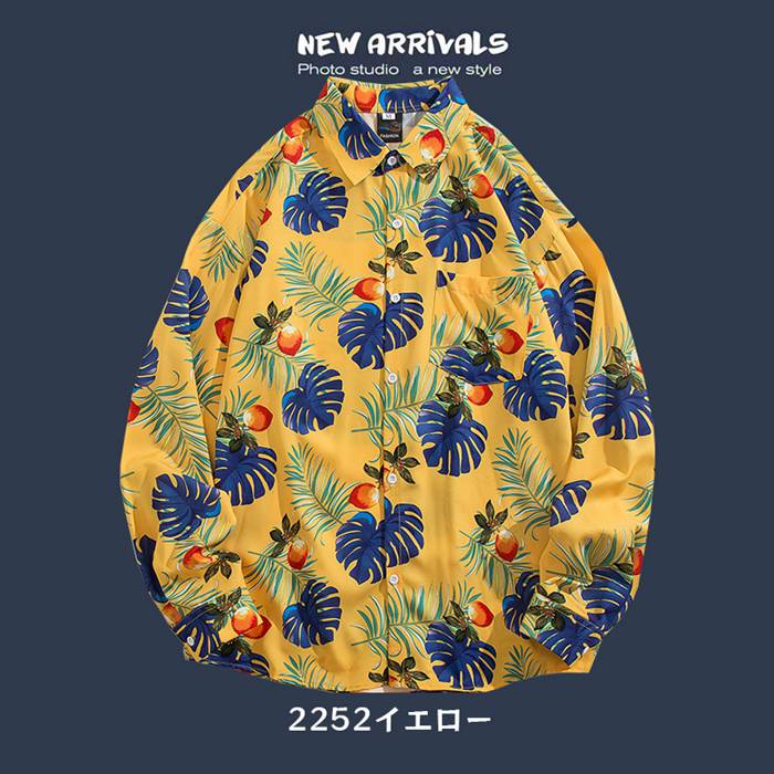 シャツ メンズ アロハシャツ 長袖 花柄シャツ カジュアルシャツ 総柄