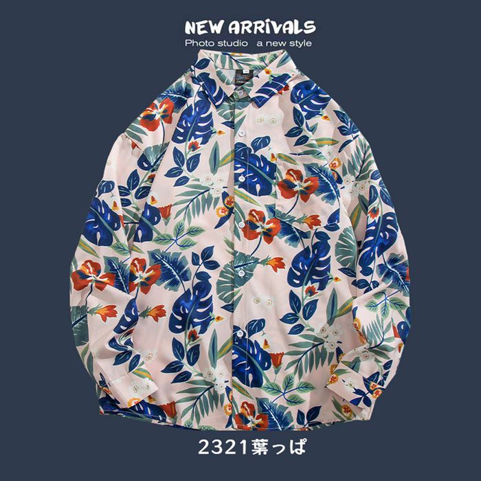 シャツ メンズ アロハシャツ 長袖 花柄シャツ カジュアルシャツ 総柄