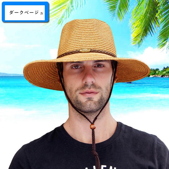 麦わら帽子 メンズ むぎわら帽子 紫外線対策 大きいサイズ つば広 折りたたみ 農作業用 ビーチ 旅行用 アウトドア 日よけ 父の日 海 夏季 夏物｜yayushop｜02