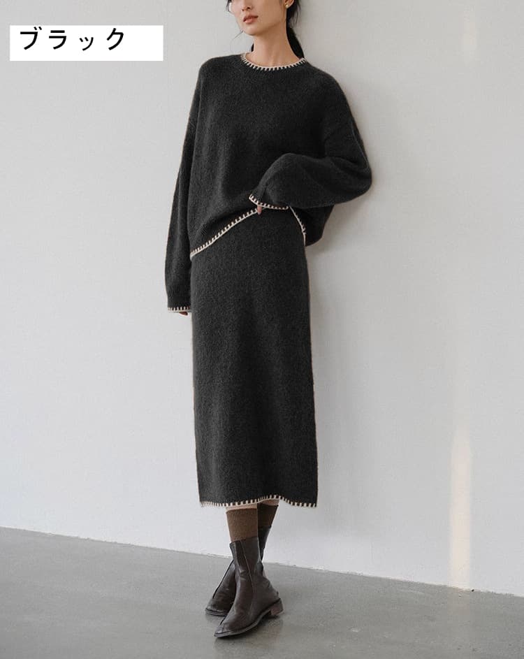 ニット セットアップ レディースナチュラル トップス ニットスカート