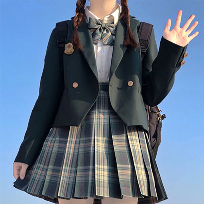 女子高生 制服 リボン ブレザー スカート チェック セット JK 学生  