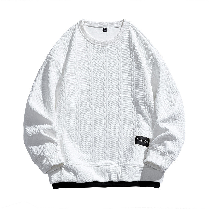 トレーナー 長袖 メンズ エンボス ビッグシルエット 重ね着風