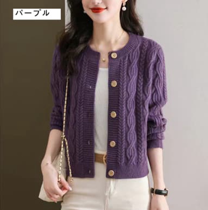 ざっくりケーブル編み ニットカーディガン レディース 秋冬 ニット