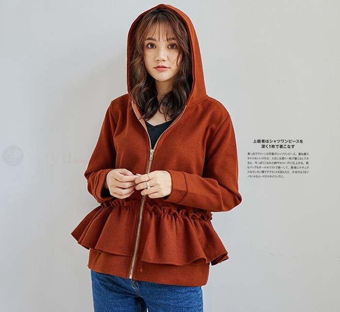 バックフリルパーカー パーカー ジップアップ レディース スウェット風パーカーフード付 フリルブルゾン フード付き トップス 代引不可 Slk55 八癒ショップ 通販 Yahoo ショッピング