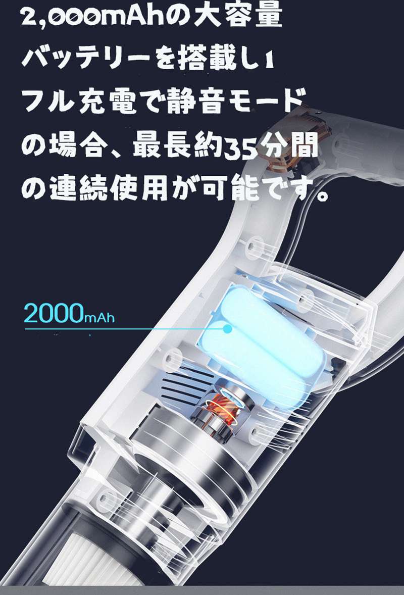 掃除機 コードレス スティック自立式 USB充電式 静音 強い吸引力