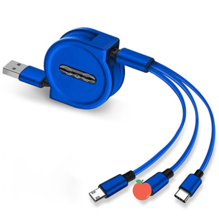 充電ケーブル 3in1 iPhone ライトニング lightning Android スマホ type-C microUSB 巻き取り USB両面挿入 |  | 02