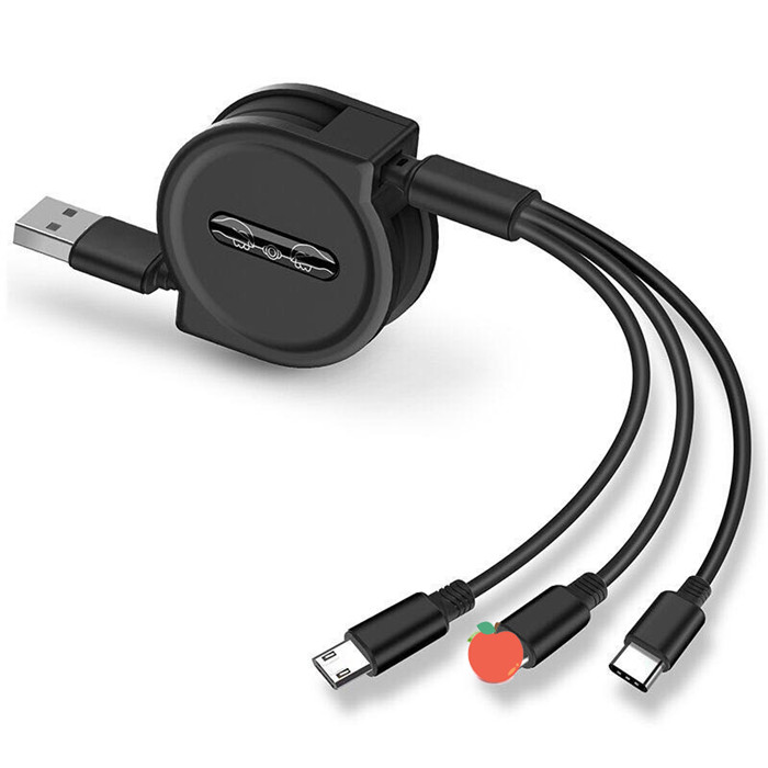 充電ケーブル 3in1 iPhone ライトニング lightning Android スマホ type-C microUSB 巻き取り USB両面挿入 |  | 03