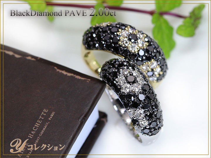 ブラックダイヤモンドの中に花咲く無色ダイヤのフラワー