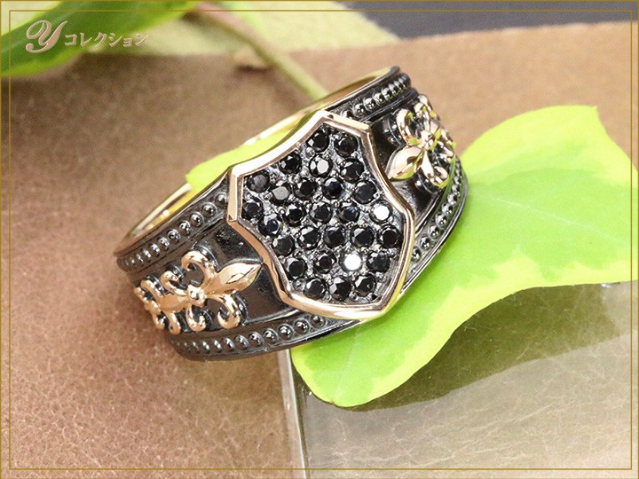 ブラックダイヤモンド0.4ct パヴェ メンズリング K18PGピンクゴールド 
