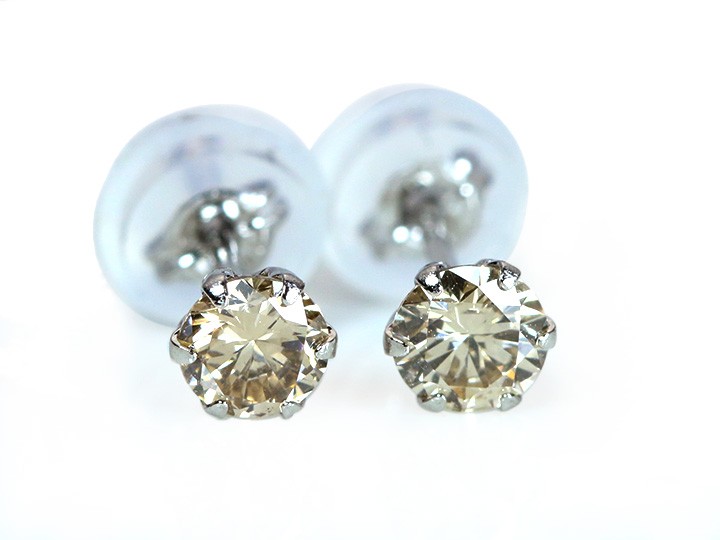 クロスフォー ダイヤモンド合計0.3ct 一粒ピアス PT900 定番6本爪
