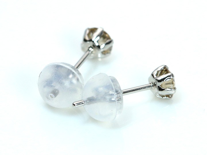 クロスフォー ダイヤモンド合計0.3ct 一粒ピアス PT900 定番6本爪