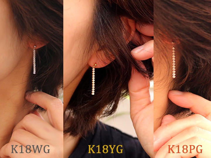 ダイヤモンド 合計0.5ct 24石のダイヤが連なり揺れる ピアス