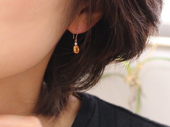 スペサルティンガーネット　スタッドピアス　K18YG 計0.2ct 27951_5.jpg