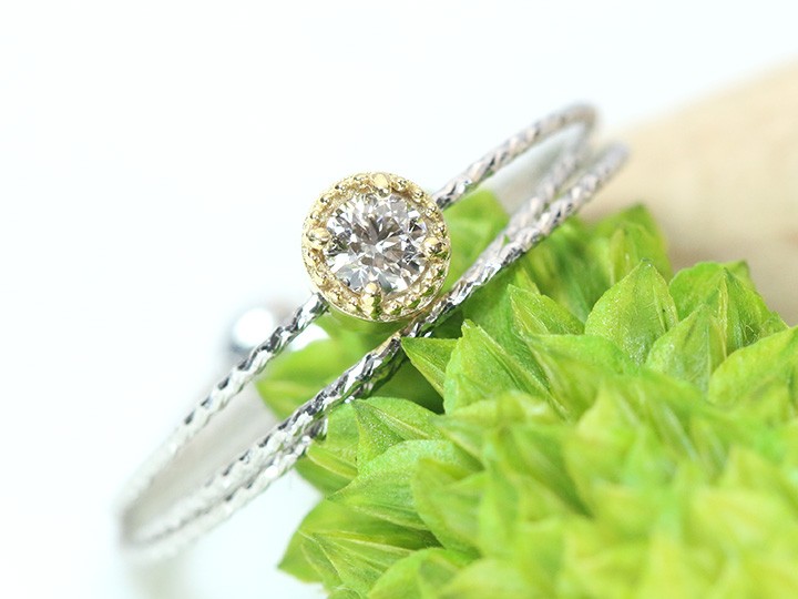 ダイヤモンド0.11ct 一粒ダイヤモンド 形状記憶ワイヤーでサイズ