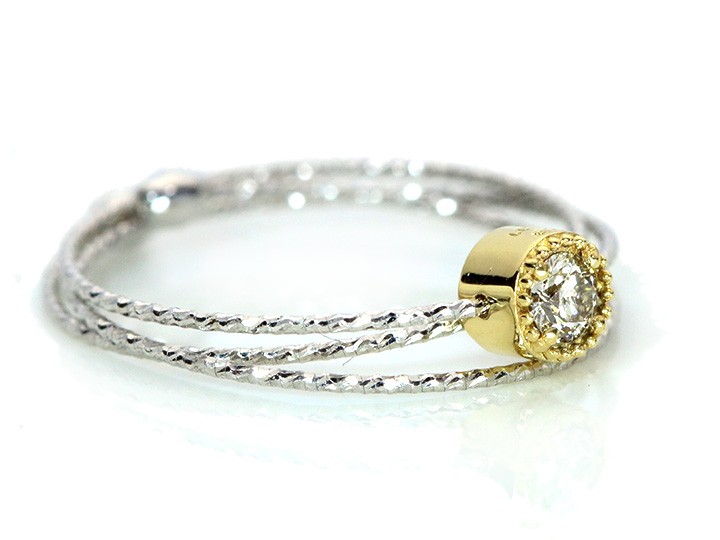 ダイヤモンド0.11ct 一粒ダイヤモンド 形状記憶ワイヤーでサイズ