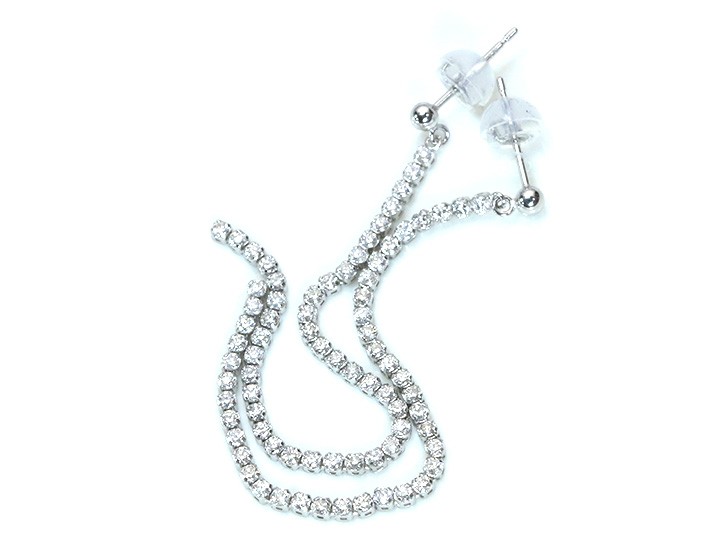 新品！ K18WG D0.5ct テニス ピアス 縦ライン Iライン テニスダイヤモンド・シリーズ ダイヤモンド 合計1.0ct リッチな