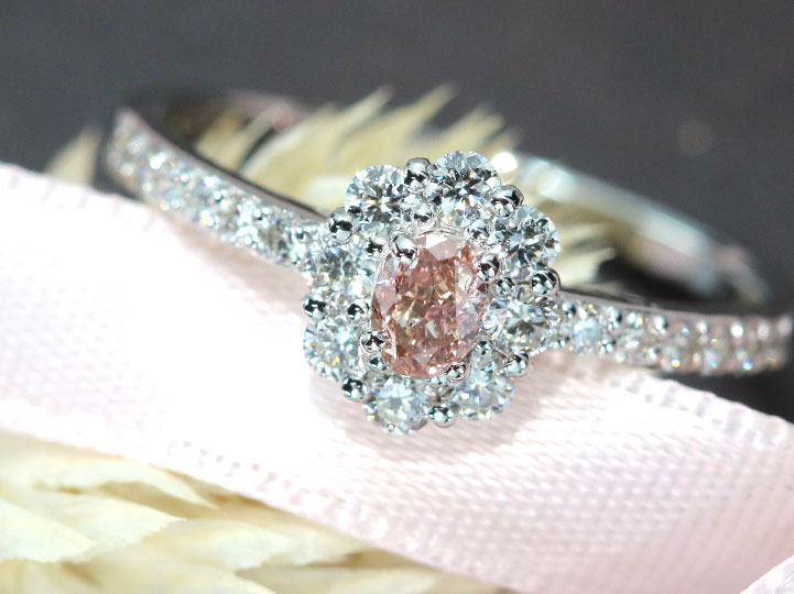 公式サイト PINK ORANGY DEEP FANCY 0.181カラット ピンクダイヤモンド SI2 1点もの PT900リング・指輪  0.32カラット ダイヤモンド H＆C ハート＆キューピット 指輪