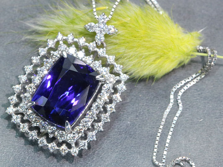 プラチナ　タンザナイト0.50ct ネックレス タンザナイト 9.49カラット ダイヤモンド 1.16カラット PT950/PT850