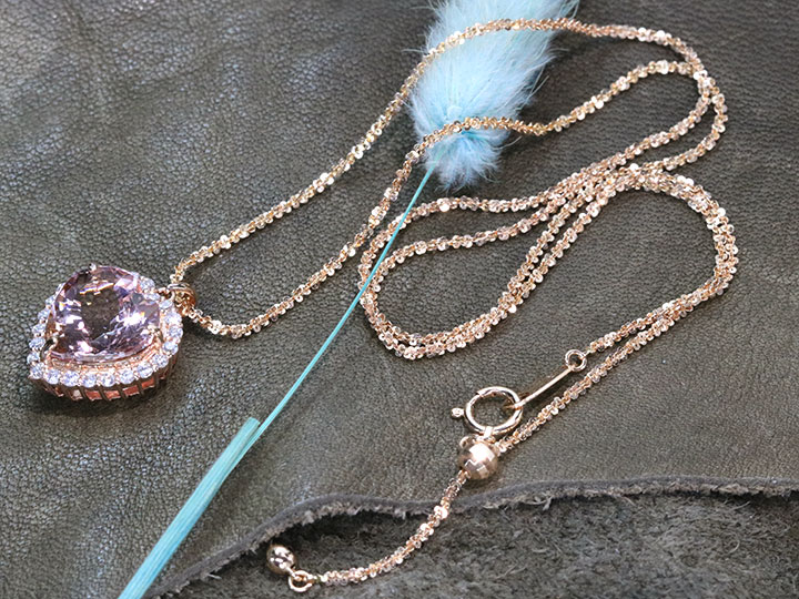 モルガナイト 5.07カラット ダイヤモンド 0.43カラット K18PGピンク