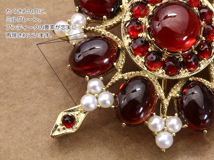 お値下げ!!モーニングジュエリー☆ガーネット☆アンティークブローチ☆ヴィクトリア Victorian's Gate ヴィクトリアンズ・ゲート アンティーク風