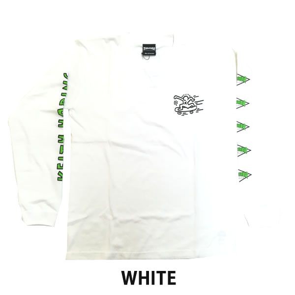 エクストララージ キースヘリング コラボ トレーナー ブラック 値下げ THRASHER スラッシャー メンズ ロンT ロングTシャツ キースへ